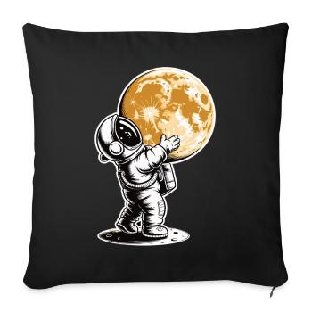 Astronaut Hugging Moon T-Shirt - Sofa pillowcase 17,3'' x 17,3'' (45 x 45 cm) - black - Front