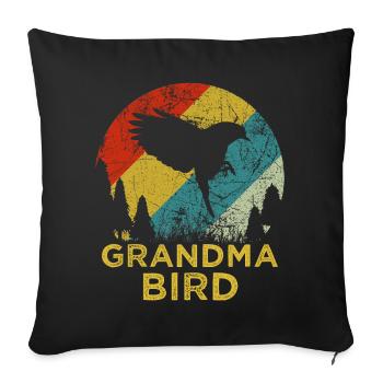 T-shirt rétro des années 70 Mama Bird pour la fête des mères - Housse de coussin décorative 45 x 45 cm - noir - Devant