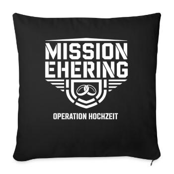 Bague de mariage Mission – Opération Humour de mariage - Housse de coussin décorative 45 x 45 cm - noir - Devant