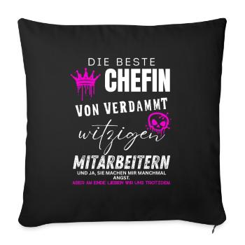 Meilleur patron d’employés vraiment drôles - Housse de coussin décorative 45 x 45 cm - noir - Devant
