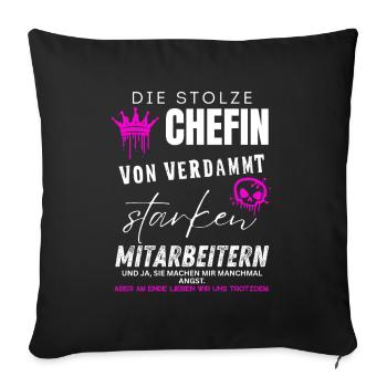 stolze Chefin von verdammt starken Mitarbeitern - Sofa pillowcase 17,3'' x 17,3'' (45 x 45 cm) - black - Front