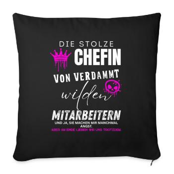 Fier patron de damnés chers employés - Housse de coussin décorative 45 x 45 cm - noir - Devant