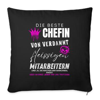 beste Chefin von verdammt fleissigen Mitarbeitern - Sofa pillowcase 17,3'' x 17,3'' (45 x 45 cm) - black - Front