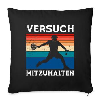 Jeu de padel ESSAIE DE SUIVRE Rétro Drôle - Housse de coussin décorative 45 x 45 cm - noir - Devant