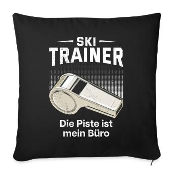 Skiers SKI TRAINOR THE SLOPE IS MY OFFICE - Sofa pillowcase 17,3'' x 17,3'' (45 x 45 cm) - black - Front
