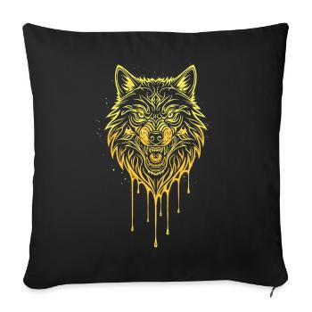 Wolf Head Gold Edition - Sofa pillowcase 17,3'' x 17,3'' (45 x 45 cm) - black - Front