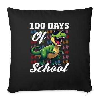 100 Tage Schule Dino Strichliste - Sofakissenbezug 45 x 45 cm - Schwarz - Vorne