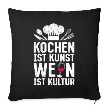 Chef : LA CUISINE EST UN ART, LE VIN EST LA CULTURE - Housse de coussin décorative 45 x 45 cm - noir - Devant