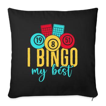 Jeu de bingo Je bingo Mon meilleur bingo - Housse de coussin décorative 45 x 45 cm - noir - Devant
