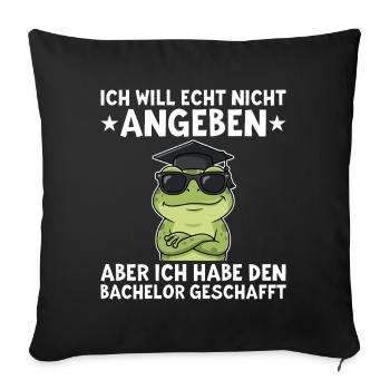 Bachelor Bestanden Frosch Abschluss Geschenk - Sofakissenbezug 45 x 45 cm - Schwarz - Vorne