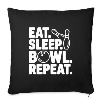 Eat. Sleep. Bowl. Repeat. - Sofa pillowcase 17,3'' x 17,3'' (45 x 45 cm) - black - Front