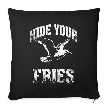 Hide Your Fries Seagull - Sofakissenbezug 45 x 45 cm - Schwarz - Vorne