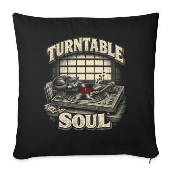Vinyl Collector Record Collector Turntable Soul - Sofa pillowcase 17,3'' x 17,3'' (45 x 45 cm) - black - Front