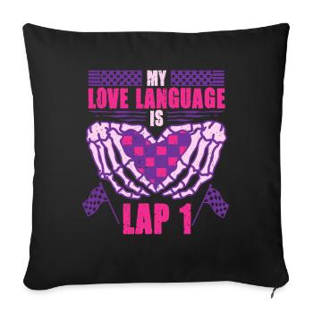 Le langage de l’amour dans la course automobile est le premier tour - Housse de coussin décorative 45 x 45 cm - noir - Devant