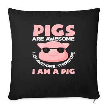 Les cochons sont géniaux, c’est pour ça que je suis très drôle - Housse de coussin décorative 45 x 45 cm - noir - Devant