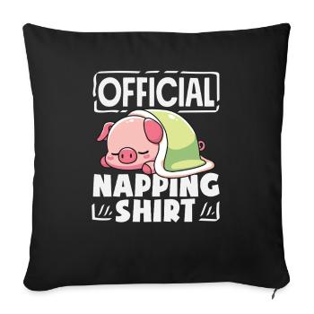 Offizielles Schlafshirt Schlafendes Schwein - Sofakissenbezug 45 x 45 cm - Schwarz - Vorne