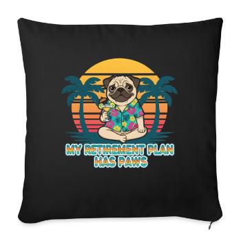 Hund Mops Pug Pfoten Ruhestand Rente - Sofakissenbezug 45 x 45 cm - Schwarz - Vorne