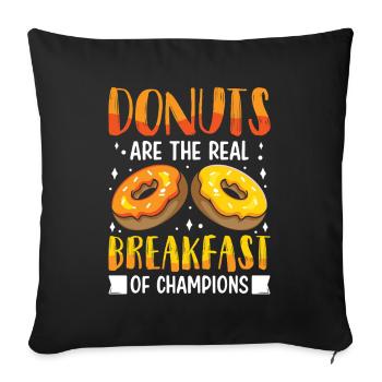 Restauration rapide en donuts - Housse de coussin décorative 45 x 45 cm - noir - Devant