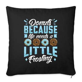 Restauration rapide en donuts - Housse de coussin décorative 45 x 45 cm - noir - Devant