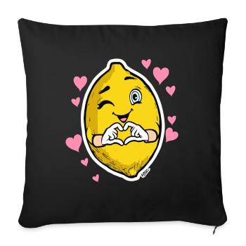 Lemon Heart Wink Emblem - Sofa pillowcase 17,3'' x 17,3'' (45 x 45 cm) - black - Front