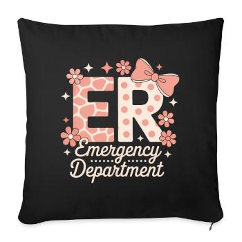 Cadeau des proverbes des urgences pour les aidants - Housse de coussin décorative 45 x 45 cm - noir - Devant