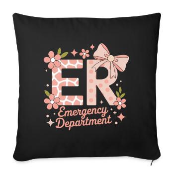 Cadeau des proverbes des urgences pour les aidants - Housse de coussin décorative 45 x 45 cm - noir - Devant
