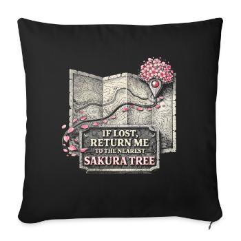Cherry Blossom Sakura Cherry Blossom - Sofa pillowcase 17,3'' x 17,3'' (45 x 45 cm) - black - Front