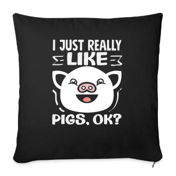 I really like pigs OK Cute face - Sofa pillowcase 17,3'' x 17,3'' (45 x 45 cm) - black - Front