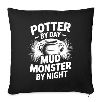 Poterie des artistes de la poterie monstre de nuit - Housse de coussin décorative 45 x 45 cm - noir - Devant