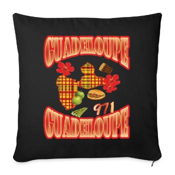 Carte de la Guadeloupe  style madras 971 gwada - Housse de coussin décorative 45 x 45 cm - noir - Devant