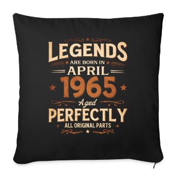 61st Birthday Gift Husband April 1965 Legendary - Sofa pillowcase 17,3'' x 17,3'' (45 x 45 cm) - black - Front