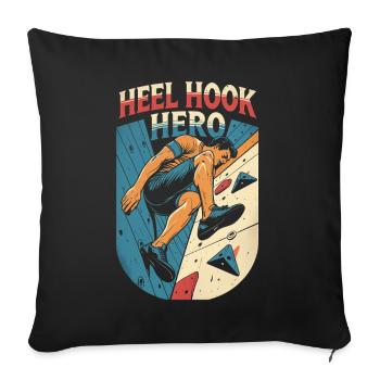 Escalade en salle, escalade en salle, Heel Hook Hero - Housse de coussin décorative 45 x 45 cm - noir - Devant