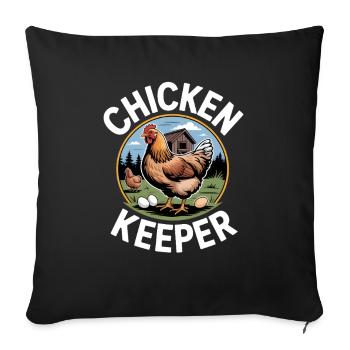 Chicken Keeper Hühnerhalter Huhn - Sofakissenbezug 45 x 45 cm - Schwarz - Vorne