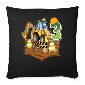3e anniversaire des excavatrices - Housse de coussin décorative 45 x 45 cm - noir - Devant