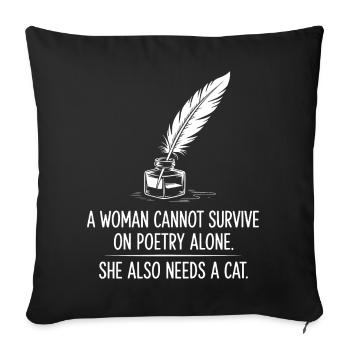 Poetry and Cats - Sofa pillowcase 17,3'' x 17,3'' (45 x 45 cm) - black - Front