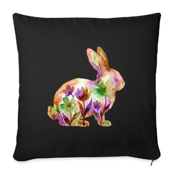 Hase Aquarell Ostern Bunt - Sofakissenbezug 45 x 45 cm - Schwarz - Vorne