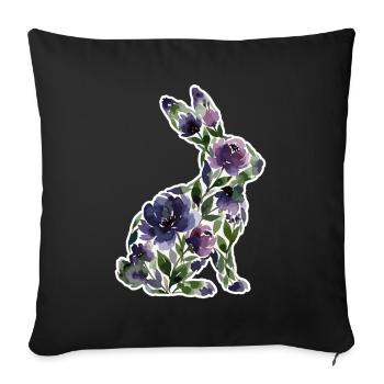Fleurs en forme de lapin - Housse de coussin décorative 45 x 45 cm - noir - Devant