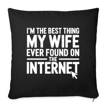 Dictons sur Internet : cadeau drôle - Housse de coussin décorative 45 x 45 cm - noir - Devant