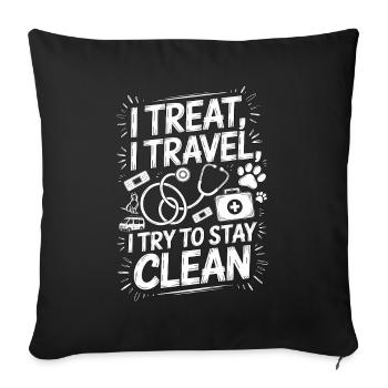 Mobile Vet I Treat I Travel Pet Care Professional - Sofa pillowcase 17,3'' x 17,3'' (45 x 45 cm) - black - Front
