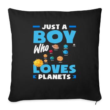 Un seul garçon qui aime les planètes L’espace - Housse de coussin décorative 45 x 45 cm - noir - Devant