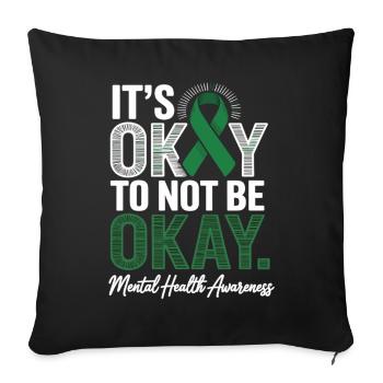 Sensibilisation à la santé mentale – C’est normal, pas acceptable - Housse de coussin décorative 45 x 45 cm - noir - Devant