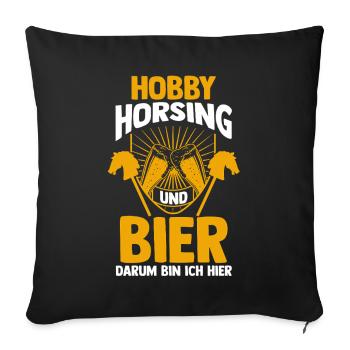 Bier Pferd Hobby Horsing - Sofakissenbezug 45 x 45 cm - Schwarz - Vorne