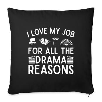 Théâtre J’adore mon travail Acteur Conception musicale - Housse de coussin décorative 45 x 45 cm - noir - Devant