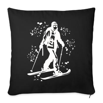 Alpine skier Winter sports Ski touring - Sofa pillowcase 17,3'' x 17,3'' (45 x 45 cm) - black - Front