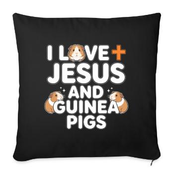 I Love Jesus and Guinea Pigs - Sofa pillowcase 17,3'' x 17,3'' (45 x 45 cm) - black - Front