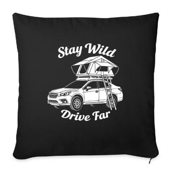 Chemise tout-terrain tente sur le toit pour les campeurs d’aventure - Housse de coussin décorative 45 x 45 cm - noir - Devant