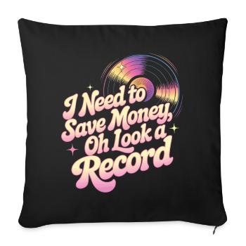 Je dois économiser de l’argent – oh, regarde, un bruit - Housse de coussin décorative 45 x 45 cm - noir - Devant
