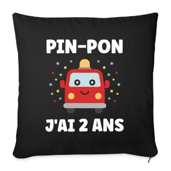 Pin-Pon 2 Ans Voiture - Housse de coussin décorative 45 x 45 cm - noir - Devant