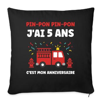 5 ans - Housse de coussin décorative 45 x 45 cm - noir - Devant