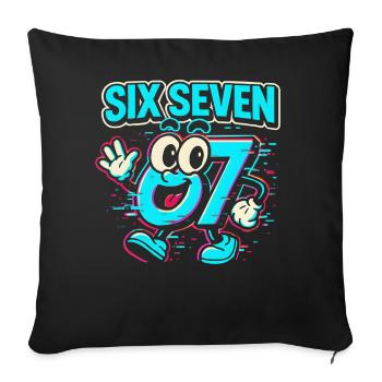 Six Seven 67 Meme Glitch Mascot Italian Brainrot - Sofa pillowcase 17,3'' x 17,3'' (45 x 45 cm) - black - Front